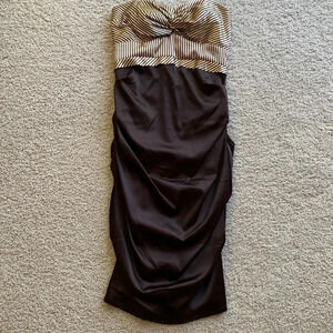 Rubber Ducky productions Brown and cream strapless dress